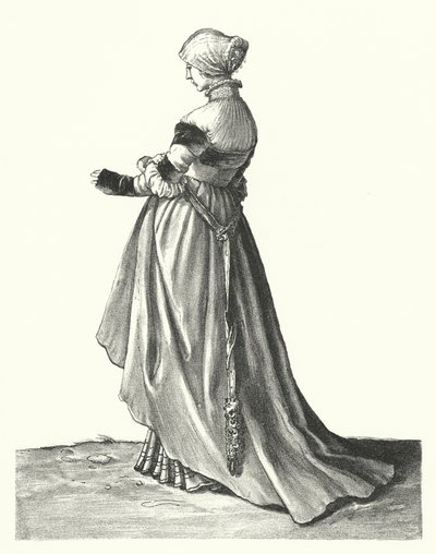 Baselin naisen puku (kaiverrus) tekijältä Hans (after) Holbein the Younger