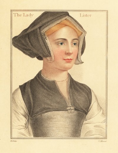 Isabel Shirley, Englannin ylituomarin Sir Richard Lysterin vaimo, 1812 (kaiverrus) tekijältä Hans (after) Holbein the Younger