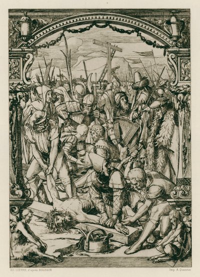 Jeesus Kristus, naulattu ristille (kaiverrus) tekijältä Hans (after) Holbein the Younger