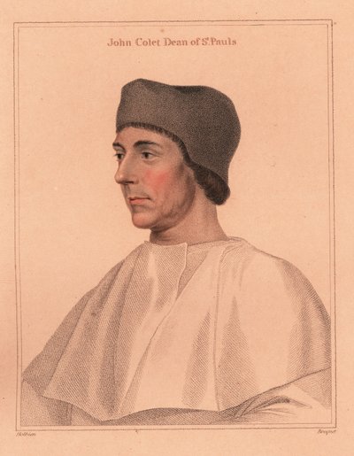 John Colet, St. Paulin katedraalin dekaani, 1812 (kaiverrus) tekijältä Hans (after) Holbein the Younger