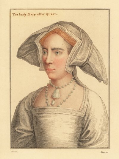 Lady Mary, kuningas Henrik VIII:n tytär, 1812 (kaiverrus) tekijältä Hans (after) Holbein the Younger
