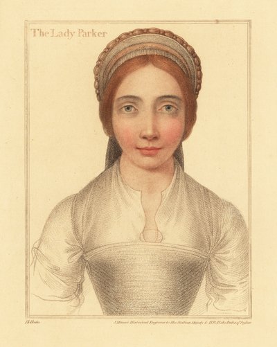 Lady Parker, Sir Henry Parkerin vaimo, 1812 (kaiverrus) tekijältä Hans (after) Holbein the Younger