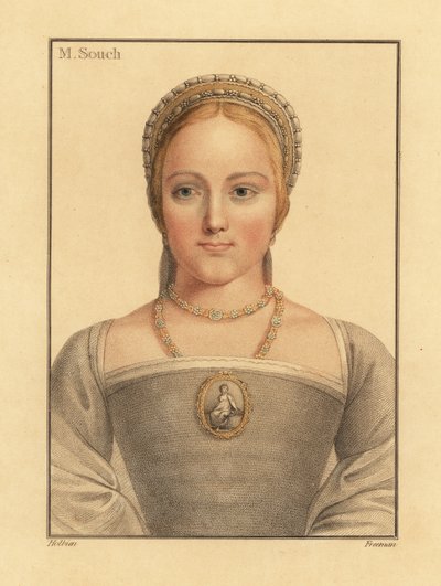Mary Zouch, nainen odottamassa Jane Seymouria, 1812 (kaiverrus) tekijältä Hans (after) Holbein the Younger