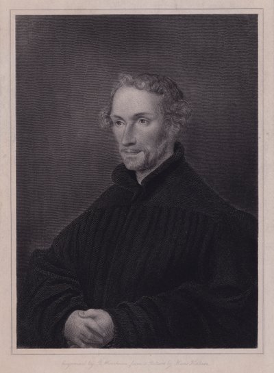 Philipp Melanchthon, saksalainen protestanttinen uudistaja ja Martin Lutherin yhteistyökumppani (kaiverrus) tekijältä Hans (after) Holbein the Younger