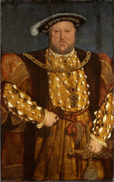 Kuningas Henrik VIII:n muotokuva (öljy puulle) tekijältä Hans (after) Holbein the Younger