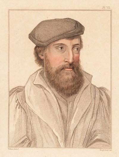 Tuntemattoman miehen muotokuva, kuningas Henrik VIII:n hovi, n. 1532.,1812 (kaiverrus) tekijältä Hans (after) Holbein the Younger