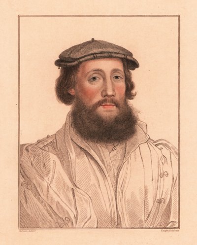 Tuntemattoman miehen muotokuva, kuningas Henrik VIII:n hovi, n. 1532.,1812 (kaiverrus) tekijältä Hans (after) Holbein the Younger