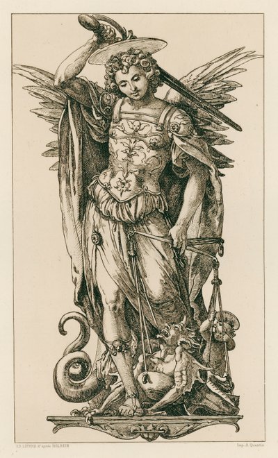 Saint Michael (kaiverrus) tekijältä Hans (after) Holbein the Younger