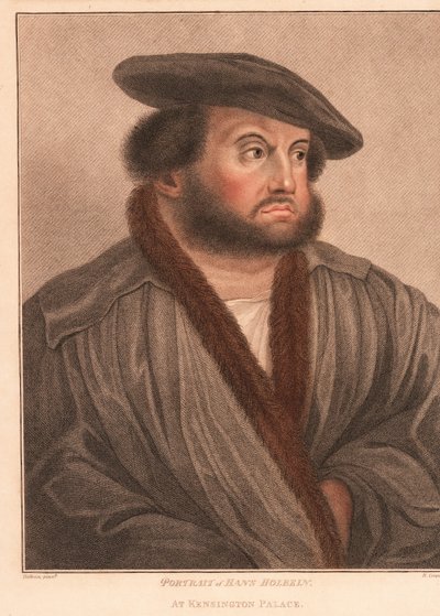 Taiteilija Hans Holbeinin omakuva Kensingtonin palatsissa. ,1812 (kaiverrus) tekijältä Hans (after) Holbein the Younger