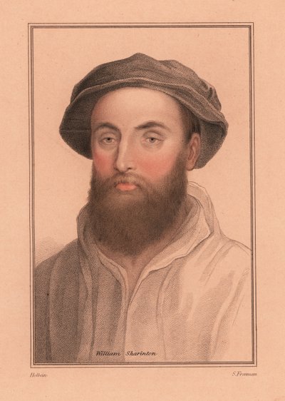 Sir William Sharington, kuningas Henry VIII:n englantilainen hoviherra, 1812 (kaiverrus) tekijältä Hans (after) Holbein the Younger