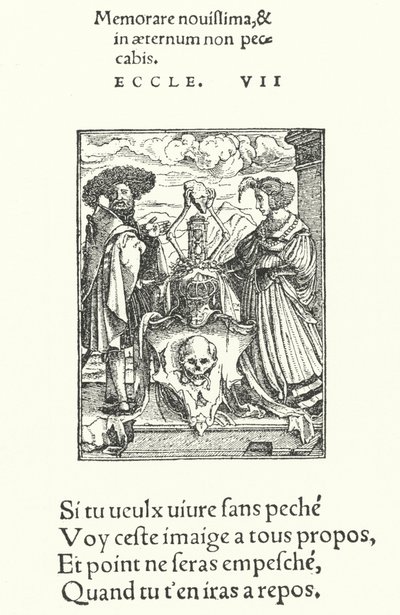 Kuoleman allegorinen peitto (kaiverrus) tekijältä Hans (after) Holbein the Younger