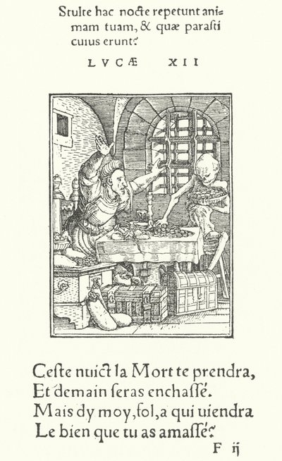 The Miser (kaiverrus) tekijältä Hans (after) Holbein the Younger