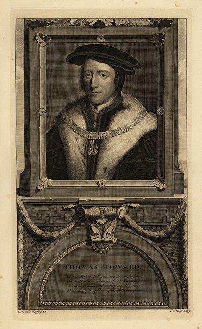 Thomas Howard, Norfolkin 3. herttua (1473-1554) (kaiverrus) tekijältä Hans (after) Holbein the Younger