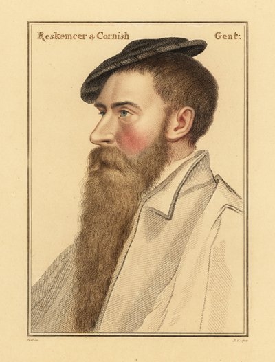 William Reskimer, kuningas Henrik VIII:n hoviherra. ,1812 (kaiverrus) tekijältä Hans (after) Holbein the Younger