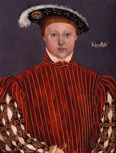 ""Edward VI:n (1537-1553) Englannin kuninkaan muotokuva"" Hans Holbeinin nuoremman ympyrän maalaus tekijältä Hans (circle of) Holbein the Younger