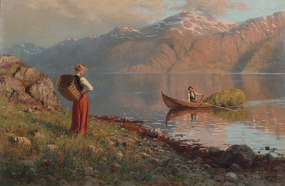 Päivämäärä vuonolla (öljy kankaalle) tekijältä Hans Andreas Dahl