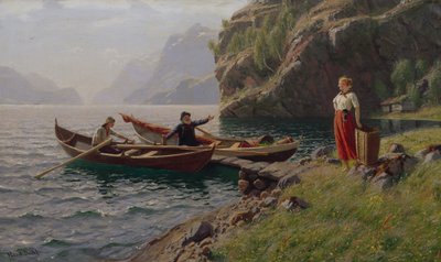 Arkielämää vuonoilla (öljy kankaalle) tekijältä Hans Andreas Dahl