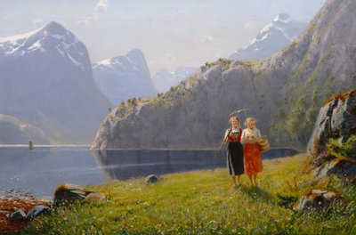 Kesäpäivä Balestrandissa (öljy kankaalle) tekijältä Hans Andreas Dahl