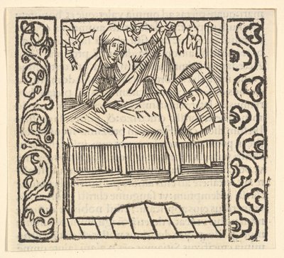 Kuolleista huolehtiminen, kuvitus Speculum Passionisista, 1507, 1507. tekijältä Hans Baldung