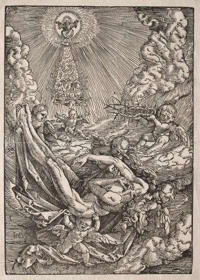 Enkelit kantoivat Kristusta taivaaseen, n. 1515-1517. tekijältä Hans Baldung