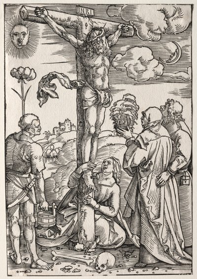 Kristus ristillä Marian, Pyhän Johanneksen, Maria Magdaleenan ja Pyhän Stefanoksen kanssa, 1505. tekijältä Hans Baldung