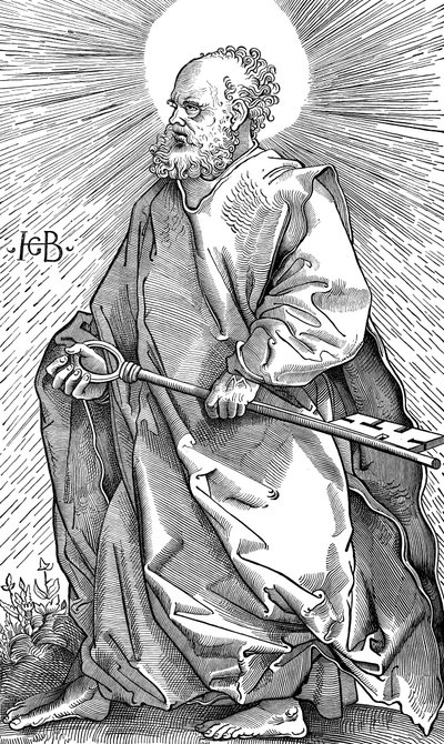 Pyhä Pietari pitelee avaimen symbolia, c1490-1550 tekijältä Hans Baldung
