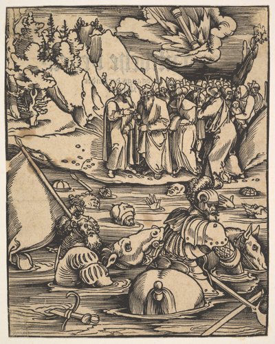 Egyptiläiset ylittämässä Punaista merta, Das Buch Granatapfelista, 1511. tekijältä Hans Baldung