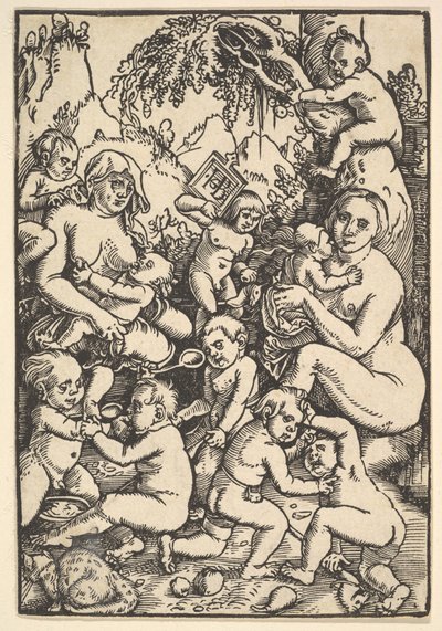 Kaksi äitiä lasten kanssa kuolee Kinderauessa, n. 1512. tekijältä Hans Baldung
