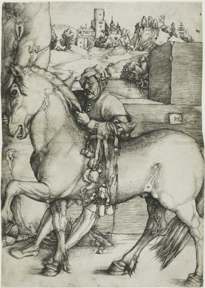 Sulhanen hillitsemässä hevosta tekijältä Hans Baldung Grien