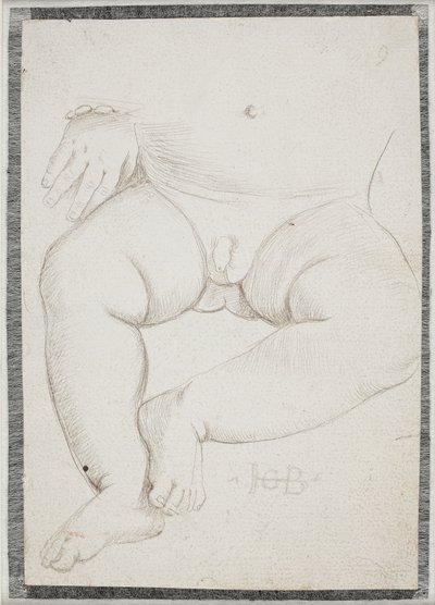 Pienen pojan vatsa, sylki, jalka ja toisessa kädessä rannekoru tekijältä Hans Baldung Grien