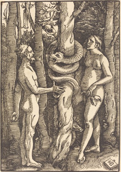 Aadam ja Eeva käärmeen kanssa tekijältä Hans Baldung Grien