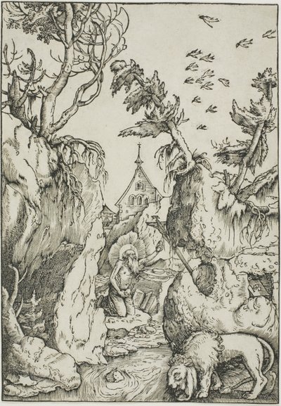 Pyhä Hieronymus erämaassa tekijältä Hans Baldung Grien