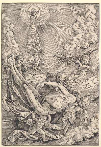 Kristuksen ruumis, jota enkelit kantoivat kohti taivasta, 1516 tekijältä Hans Baldung Grien