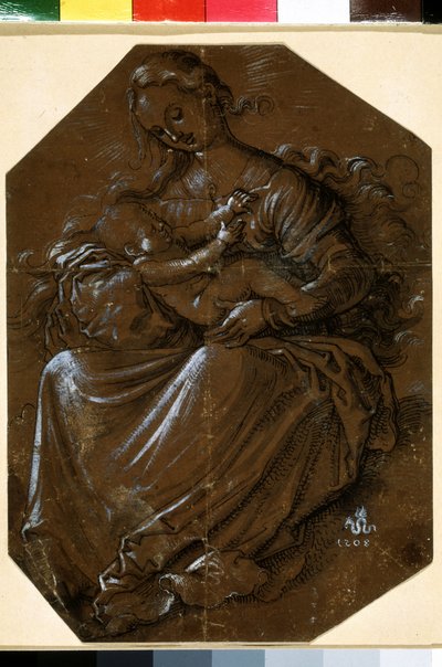 "Neitsyt ja lapsi" (Neitsyt ja lapsi) Hans Baldungin (1484-1545) musteella ja kynällä piirros ruskealle paperille 1500-luvun Pushkin-museo, Moskova tekijältä Hans Baldung Grien