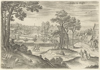 Näkymä Ixellesiin Ixelles lähellä Brysseliä (otsikko esineessä) Nähtävyyksiä Brysselin alueelta (sarjan nimi) tekijältä Hans Collaert (I)