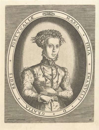 Portugalin prinsessa Marian muotokuva Euroopan kuninkaalliset talot (sarjan nimi) tekijältä Hans Collaert (I)