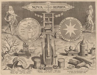 Nova Repertan nimisivu (Uudet löydöt) tekijältä Hans Collaert the Younger after Jan van der Straet
