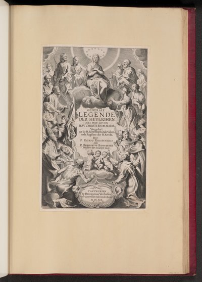 Nimisivu Pedro de Ribadineiralle ja Heribert Rosweydelle, Generale Legende der Heylighen tekijältä Hans Collaert the Younger after Sir Peter Paul Rubens