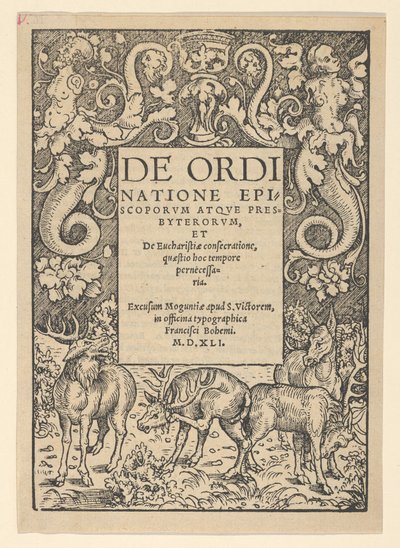 Otsikkoreuna, jossa on Three Stags ja Hind, 1500-luvun alku. tekijältä Hans Cranach