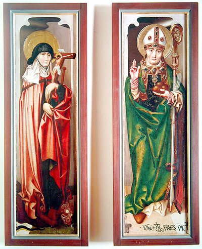Pyhä Margareta ja pyhä Nikolaus Myrasta, noin 1507. tekijältä Hans Fries