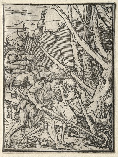 Kuoleman tanssi: Adam, joka muokkaa maata. tekijältä Hans Holbein