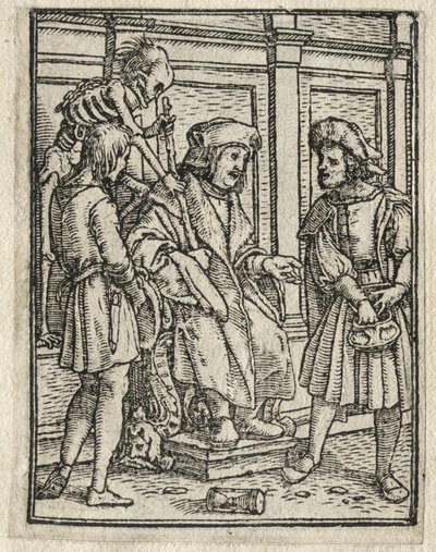Kuoleman tanssi: Canon tai Prebendary, tuomari. tekijältä Hans Holbein