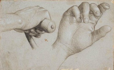 Tutkimuksia varsijousimiehen kädestä ja Pyhän Sebastianin oikeasta kädestä tekijältä Hans Holbein d.Æ.