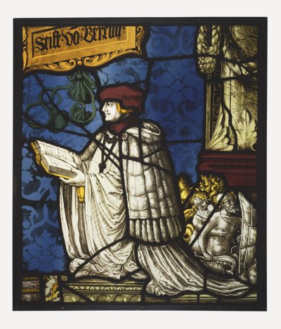 Premonstratensian kaanoni; n. 1520 (patametalli ja väritön lasi, oksidimaali ja hopea tahra; mukana lyijy) tekijältä Hans Holbein der Jüngere