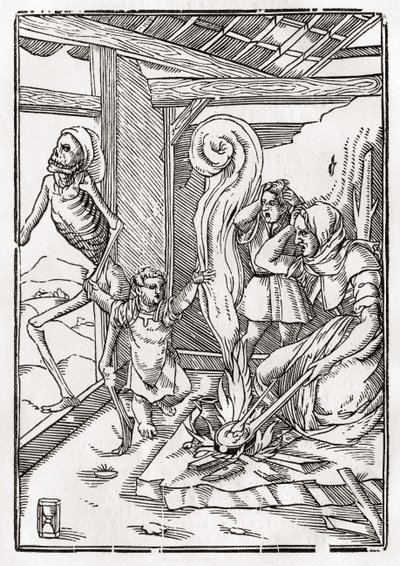 Kuolema tulee lapselle, "Der Todten Tanz", julkaistu Basel, 1843 tekijältä Hans Holbein der Jüngere