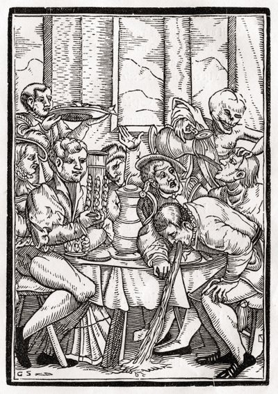 Kuolema tulee juopolle, Georg Scharffenbergin kaiverrus, teoksesta 