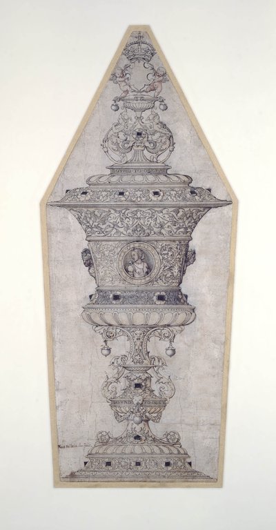 Jane Seymour Gold Cupin suunnittelu (kynä ja muste ja kulta paperille) tekijältä Hans Holbein der Jüngere