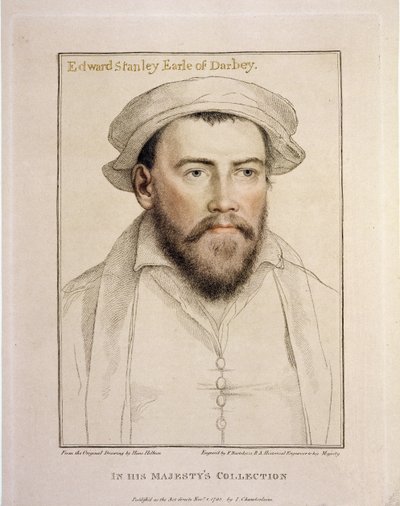 Edward Stanley Earle of Darby (1508-1572), kaiverrus Francesco Bartolozzi (1727-1815) 1793 tekijältä Hans Holbein der Jüngere