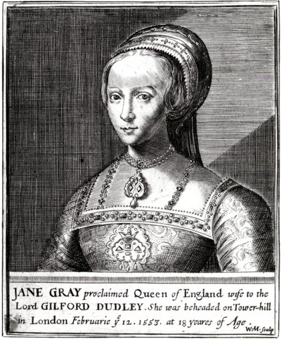 Jane Gray, kaiverrus William Marshall, 1648 tekijältä Hans Holbein der Jüngere