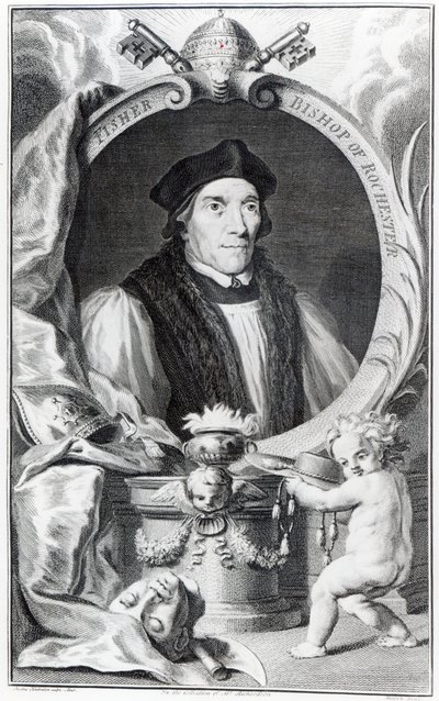 John Fisher, Rochesterin piispa, kaiverrus Jacobus Houbraken, n. 1738-42 tekijältä Hans Holbein der Jüngere